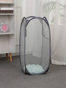 1pc Plain Laundry Hamper, Washing Basket, Bathroom Organizer, Basket, Storage Basket, Foldable Laundry Basket - Multicolor - View 8