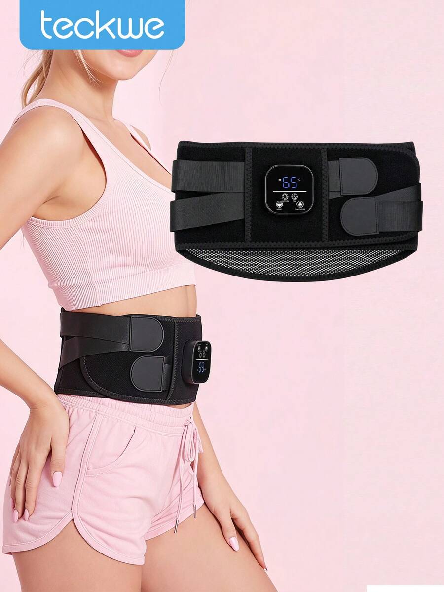 Teckwe Warm Compress Lumbar Massager, Polyester (Polyester Fiber), Heated Waist Belt For Warmth, Hot Compress For Cold Womb, Massage Device For Men And Women, Electric Heated Massager For The Waist - Black - View 1