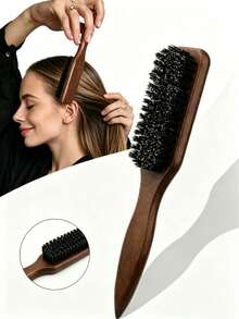 1PC Unisex Hair Brush Beard Brush Slick Back Comb Gradient Comb Barber Clipper Cleaning Comb Professional Stylist Smooth Grooming Tool Coarse Fine Hair Scalp Massage Bathroom Home Gift - brown - View 9