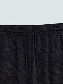 Modcrash Plus Size Ice Silk Solid Color Knit Fabric Sports Shorts/Beach Shorts, Suitable For Summer - Black - View 7