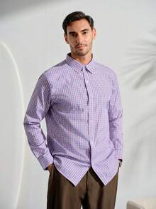 VeloEdit Men's Casual Commuter Plaid Long Sleeve Formal Shirt, Fall, Ceremony Old Money - Multicolor - View 6