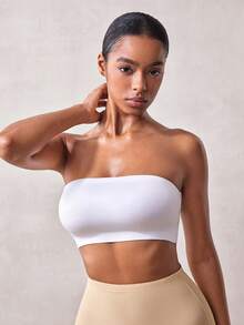 Veilyse Women's Front Closure Strapless Bandeau No Padded Comfortable Bra Tube Top With Non Slip Function Women Seamless Wireless Supportive Bra Push Up Bra - White - View 7