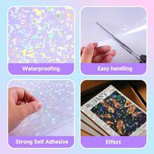 Holographic Sticker Sheets, A4 8.25 X 11.7 Inch Self Adhesive Vinyl Sticker Paper, Waterproof Layered Vinyl With Star & Broken Ice Patterns, For DIY Craft, Scrapbooking, School Supplies, Available In 10/30/50Pcs - multicolor - View 7