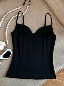 Resyla Women's Solid Color Casual Versatile Camisole - Black - View 2