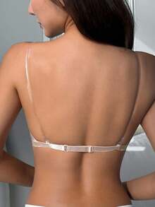 DAZY Front Closure Underwire Push-Up Strapless Bra With Clear Shoulder Straps, Backless Lingerie For Women - Apricot - View 1