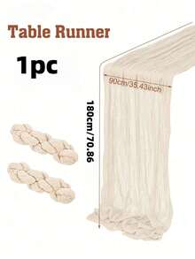 Polyester Cream Foldable Table Runner – Holiday Wedding Birthday Party Decor, Home Dining Table Cover, Versatile For Photo Frame Display, Banquet Kitchen Events - Beige - View 12
