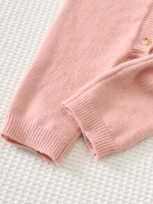 Cozy Pixies Baby Girl Cartoon Animal Sweet Cute Duck Pattern 3D Mesh Bowknot Design Round Neck Long Sleeve Knit Jumpsuit Versatile Comfortable - Pink - View 6