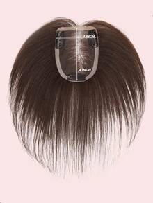 8 Inch Women Hair Topper 3x4 Welded Mesh Base Curved Design Snug To Head Human Hair Middle Part No Bangs Brown Hair For Sparse Top Hair - S2 - View 2