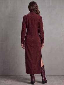 EMERY ROSE Lady's Fine-Woven Elegant Autumn Long Dress - Purple - View 2