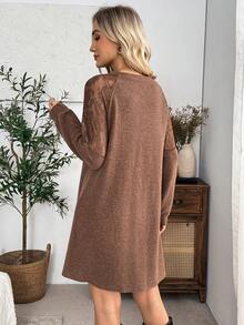 EMERY ROSE Women's Solid Color Casual Daily Summer Travel Dress - Brown - View 2