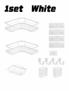 3Pcs Corner Bathroom Shelf Set, Wall‑Mounted Shower Caddy With Practical Soap Holder, Waterproof Shampoo Toiletry Storage Rack, Space‑Saving Wall Organizer For Bathroom Shower Corner, Home Household Bathroom Accessories For Neat Storage - Multicolor - View 12