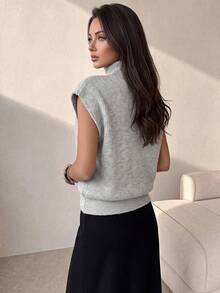 Firerie Basic Gray Batwing Sleeve Casual Knit Top - Grey - View 2