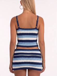 Ure Wave Women's Casual Summer Striped Knit Camisole Tank Top - Multicolor - View 4