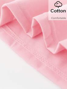 Souflis Souflis Kaos Pendek Musim Panas Warna Pink Modis untuk Anak Perempuan, Cocok untuk Ulang Tahun Pertama, Atasan Dasar Minimalis dengan Motif Pita Mengkilap, Pakaian Kasual Sehari-hari yang Nyaman - Berwarna merah muda - View 5