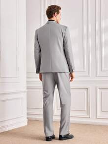 Officeau Men's 3pcs Light Grey Luxury Suits, Blazer & Waistcoat & Pants, For Formal Business/ Office - Light Grey - View 3