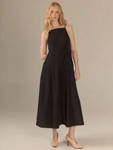 KÆRIA Hus Apron Neck Panelled Maxi Dress - Soft Lustre Weave With Mulberry Silk Blend - Black - Party Formal Modest Elegance Dinner Day Wedding Summer Classy - Black - View 5