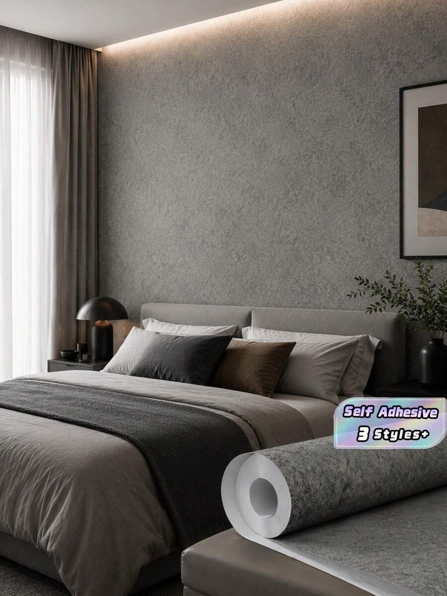 1Roll Luxury Marble Self Adhesive Wallpaper, 3 Styles Available, Waterproof PVC Wall Covering, Removable Marble Contact Paper, Home Background Wall Decor Sticker - Light Gray 2 - View 1