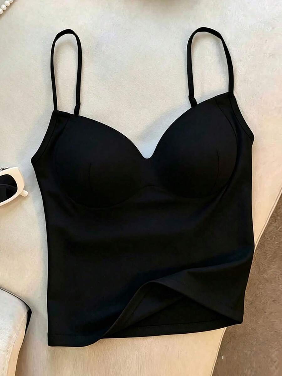 Resyla Women's Solid Color Casual Versatile Camisole - Black - View 1