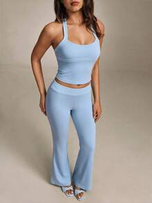 Nuvra Women's Solid Color Casual Sport Versatile Daily Travel Long Pants Gym Light Blue Autumn - Multicolor - View 5