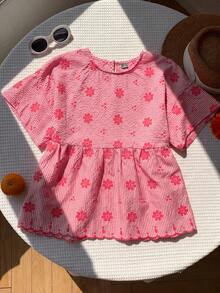 Comfortcana 紅色格紋花卉刺繡休閒女款襯衫 - 紅色 - 查看 4