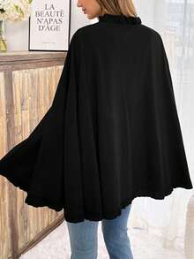 Slowluna Maternity Autumn Casual Solid Color Cape Nursing Jacket - Black - View 2
