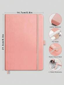 1PC A5 Hardcover Leather Dot Grid Bullet Journal Notebook 100 Pages 80gsm Thick Paper Portable Planner For Daily Weekly Monthly Planning Tracking Goal Setting Habit Tracker Black Office School Gift For Adults - A5 - View 4