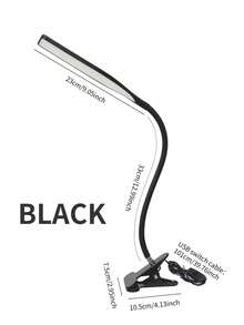 1 LED Arm Desk Lamp With Clip, Flexible Gooseneck Work Light, Eye Protecting Architect Desk Lamp, USB Power Cord With Switch, Functional Desk Lamp Suitable For Home Office (Black/White) - Black - View 3