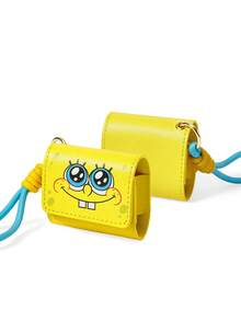 SpongeBob SquarePants | SHEIN 黃色方塊卡通可折疊旅行袋，寬藍色提把，可固定在行李箱上增加收納空間，適合學生旅行與商務出差收納衣物 - 彩色 - 查看 6