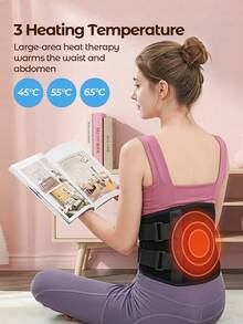 Teckwe Warm Compress Lumbar Massager, Polyester (Polyester Fiber), Heated Waist Belt For Warmth, Hot Compress For Cold Womb, Massage Device For Men And Women, Electric Heated Massager For The Waist - Black - View 2