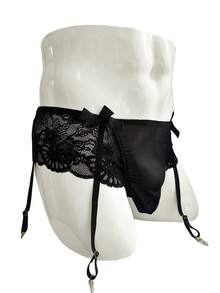DrisQ DrisQ 1 chiếc quần lót nam cạp thấp phối ren lưới phong cách garter - màu đen - Xem 3