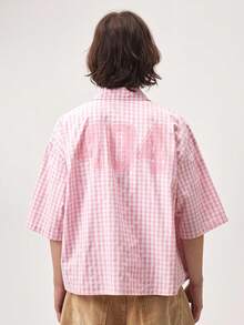Vaulklash Men's Plaid Short Sleeve Shirt, Suitable For Summer, Streetwear Edition - Pink - View 3