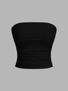 SHEIN EZwear 3件套女士休闲短款褶饰修身吊带背心套装 - 彩色 - 查看 8