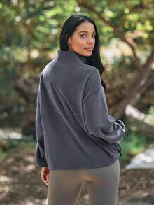 Voyena Women's Plus Size Casual Sports Jacket, Autumn/Winter Fall - Dark Grey - View 2