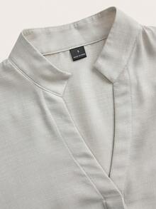 Editum Women's Solid Color Notch V-Neck Casual Elegant Everyday Blouse Teachers' Day Office Sage Green Autumn - Apricot - View 7