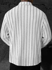 SLATEMANN 男士提花百搭單排扣長袖襯衫，適合日常穿著 - 彩色 - 查看 2