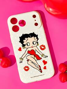 Betty Boop x SHEIN 卡通圖案復古白色皮感手機殼，防摔保護 11-17 系列手機殼 - 彩色 - 查看 10
