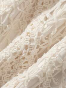 DAZY Elegant Commuter Solid Color Hollow Texture Skirt - White - View 7