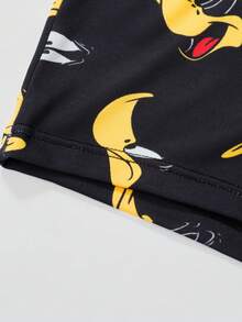 LOONEY TUNES X SHEIN 男士字母卡通印花休閒日常四角內褲 - 黑色 - 查看 3