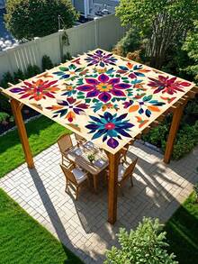 1 Pc Bohemian Mandala Print Sun Shade Awning Thick UV Resistant Easy Install For Camping Beach Garden Yard 6 Person Capacity Poles Not Included - A - View 6