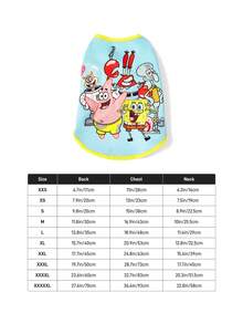 SpongeBob SquarePants | SHEIN 可愛海洋卡通寵物背心，四季通用透氣背心，尺寸 XXS-XXXXXL 適用貓狗，柔軟輕盈，適合日常散步與居家穿著 - 湖綠色 - 查看 5