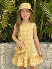 Emery Rose Kids Emery Rose Kids 女童圓領波點印花拼接洋裝 - 彩色 - 查看 8