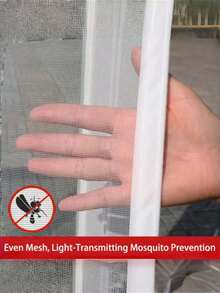 1PC No-Drill Self-Adhesive Mosquito Net – White Edge Breathable Window Screen, Stable Non-Slip Fit Bug Barrier For Home Bedroom Balcony Rentals, Various , Summer Essential Insect Protection, Easy Installation, Removable Washable Durable Mesh Curtain - multicolor - View 3