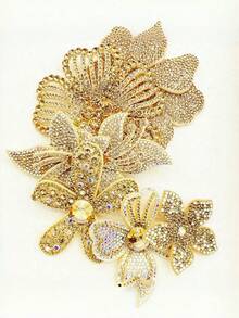 6pcs/Set Champagne Color Crystal Flower DIY Handmade Sewing Rhinestone Decorations For …Clothing, Shoes, Bags, Accessories - Champagne-colored Rhinestone Flowers - View 3