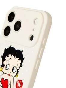 Betty Boop x SHEIN 卡通圖案復古白色皮感手機殼，防摔保護 11-17 系列手機殼 - 彩色 - 查看 8
