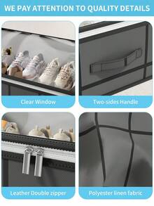 1pc Gray Underbed Storage Bag, Foldable With Transparent Cover, No Bracket, Large Capacity For Storing Shoes, Pillows, Blankets And Other Household Items, Suitable For Bedroom, Study, Dorm, Home Decor - Multicolor - View 4