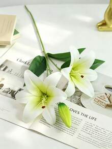 Cirelle 1pc Real Touch Artificial Lily Stem, Realistic Faux Silk Stargazer Lily Flowers, Artificial Floral Spray For Home Table Decor, Vase Arrangement, Wedding Decor - Multicolor - View 12
