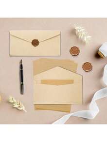 2pcs Plain Envelopes, Vintage Multipurpose Envelopes, Office Envelopes, Wedding Invitations, Love Letters, Greeting Cards, New Year Friend Gifts, Stationery, Wax Seals - Multicolor - View 5
