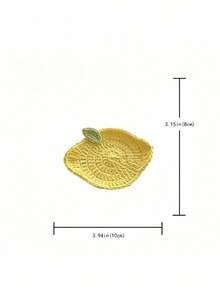 2Pcs Hand Crocheted Imitation Lemon Coaster, Fresh Style Coffee Cup Mat - Multicolor - View 4