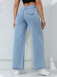 Rivivi Women's Plus Size Light Blue Straight Leg Slim Fit Denim Jeans - Light Wash - View 2