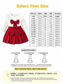 SHEIN Playful Pals 2 件套女婴白色纹理针织长袖上衣和红色灯芯绒裙子套装，适合幼儿的可爱甜美服装 - 紅色 - 查看 6